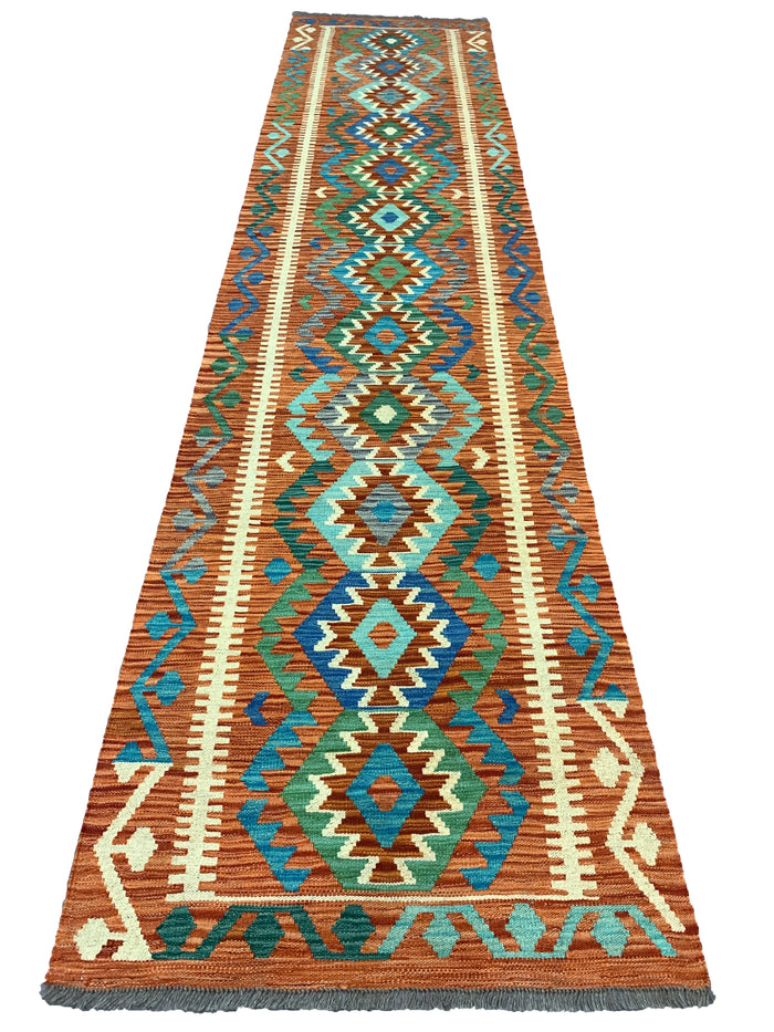 Afghan maimaneh-Kilim 392x90cm | Rug# 26768