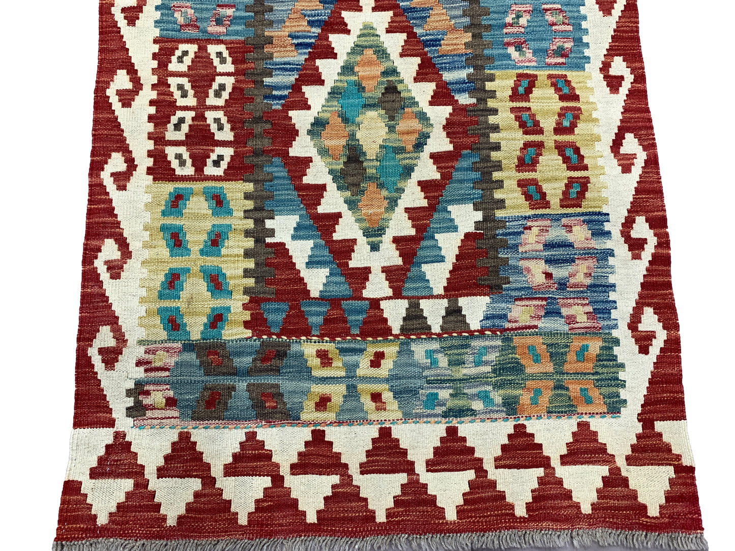 Flat-weave Maimaneh kilim, vegetable dyes, HSW, Afghan   487x83 cm | Rug# 26774