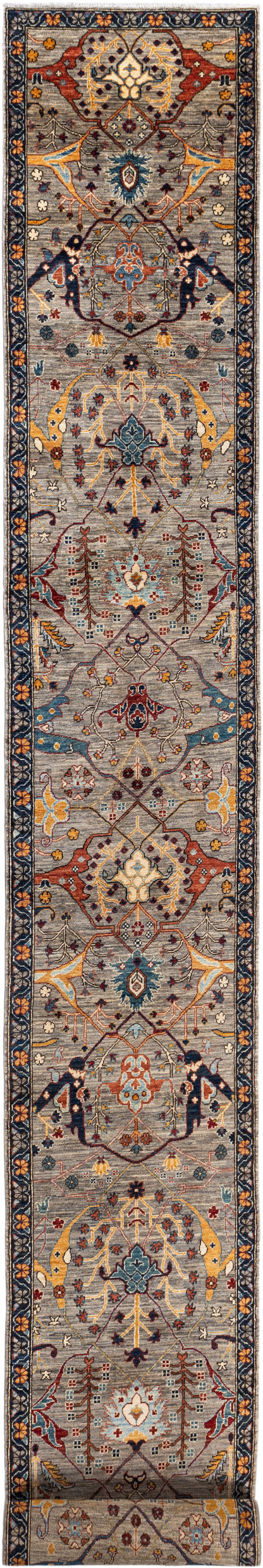 Custom-made Afghan runner in 16th-century Garous-Bijar design 864x84cm | Rug# 26893
