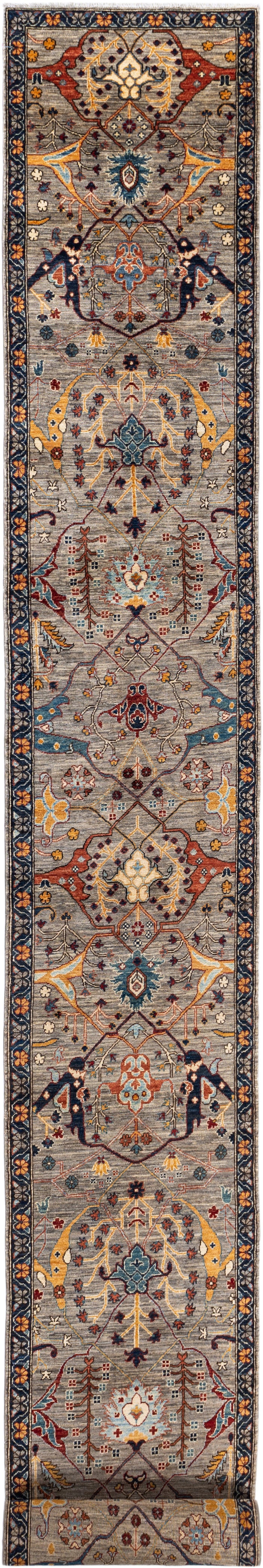 Custom-made Afghan runner in 16th-century Garous-Bijar design 864x84cm | Rug# 26893