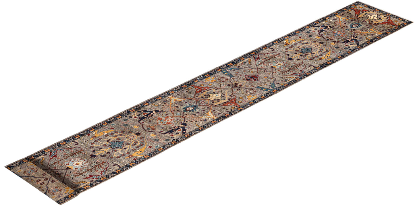 Custom-made Afghan runner in 16th-century Garous-Bijar design 864x84cm | Rug# 26893