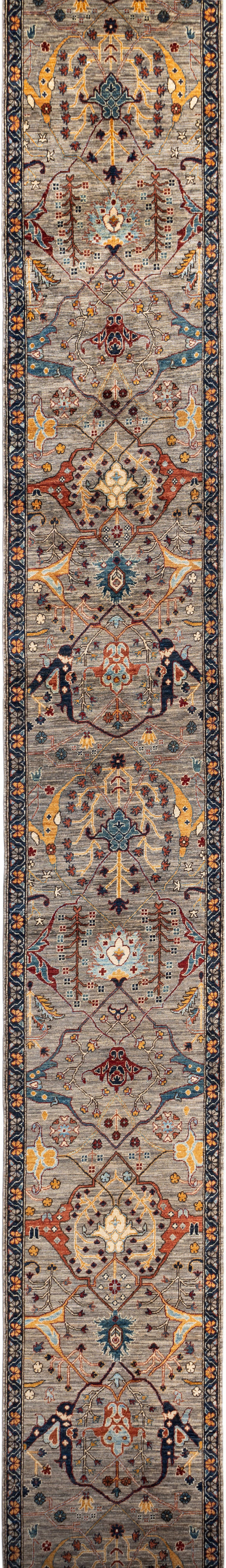 Custom-made Afghan runner in 16th-century Garous-Bijar design 864x84cm | Rug# 26893