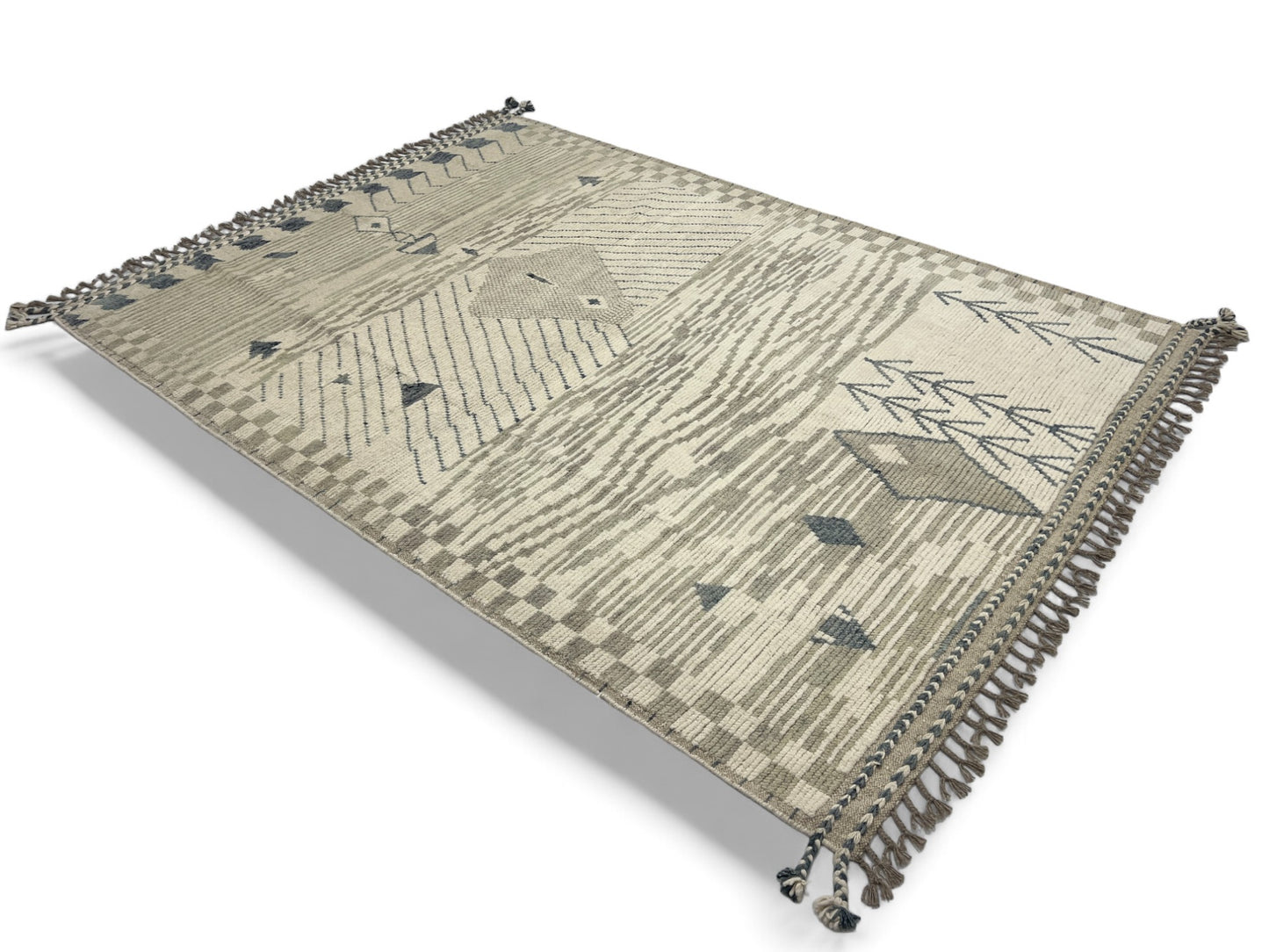 Bohemian hand knotted Afghan rug, HSW wool, 270x196cm |Rug# 26934