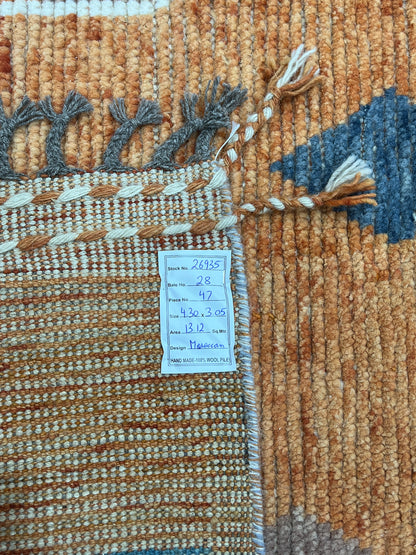 Bohemian hand knotted Afghan rug, HSW wool, 430x305cm |Rug# 26935