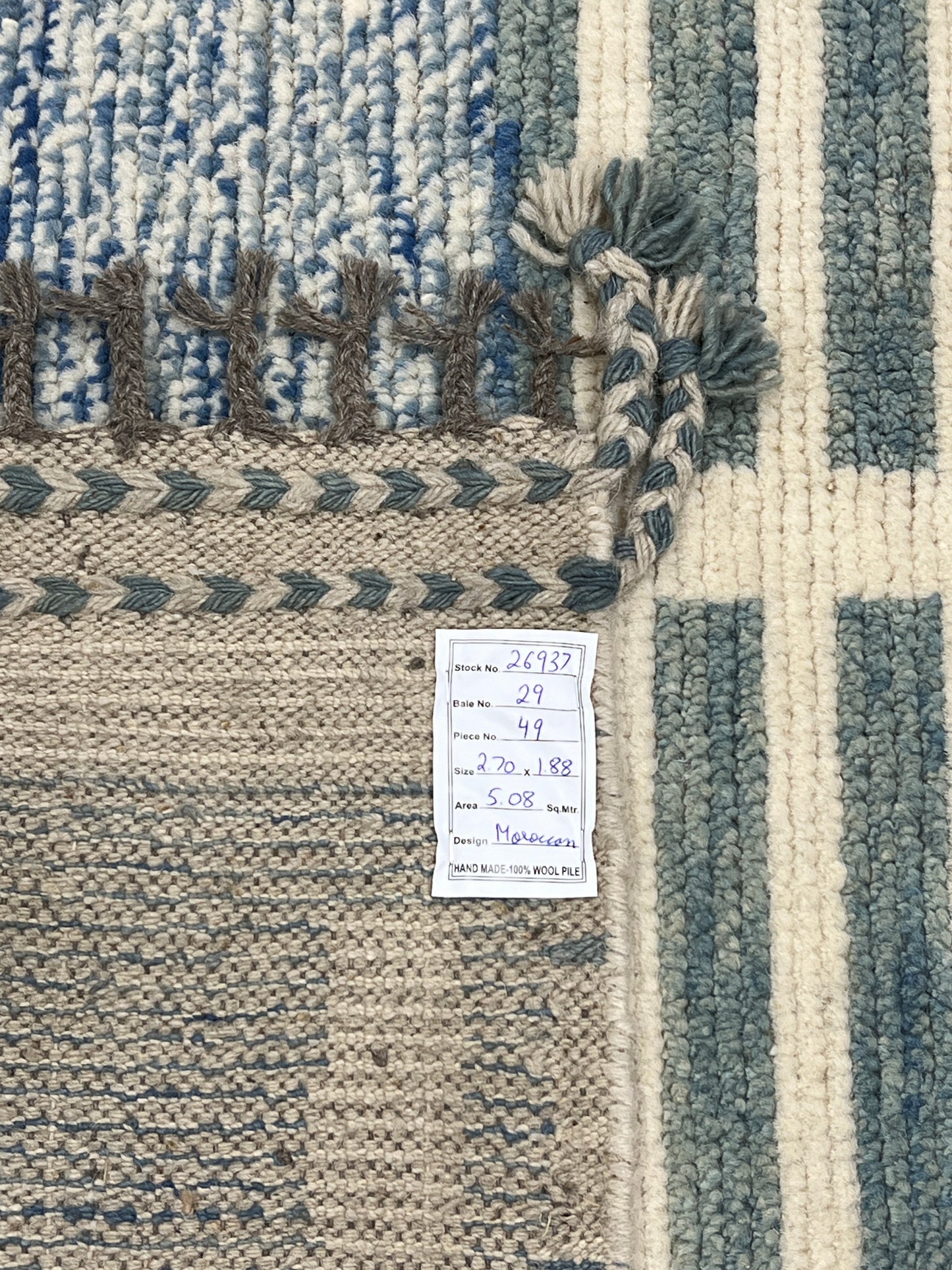 Bohemian hand knotted Afghan rug, HSW wool 270x188cm |Rug# 26937