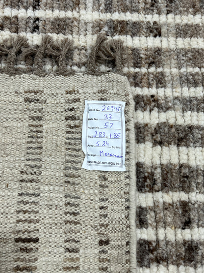 Bohemian hand knotted Afghan rug, HSW wool 283x185cm | Rug# 26945