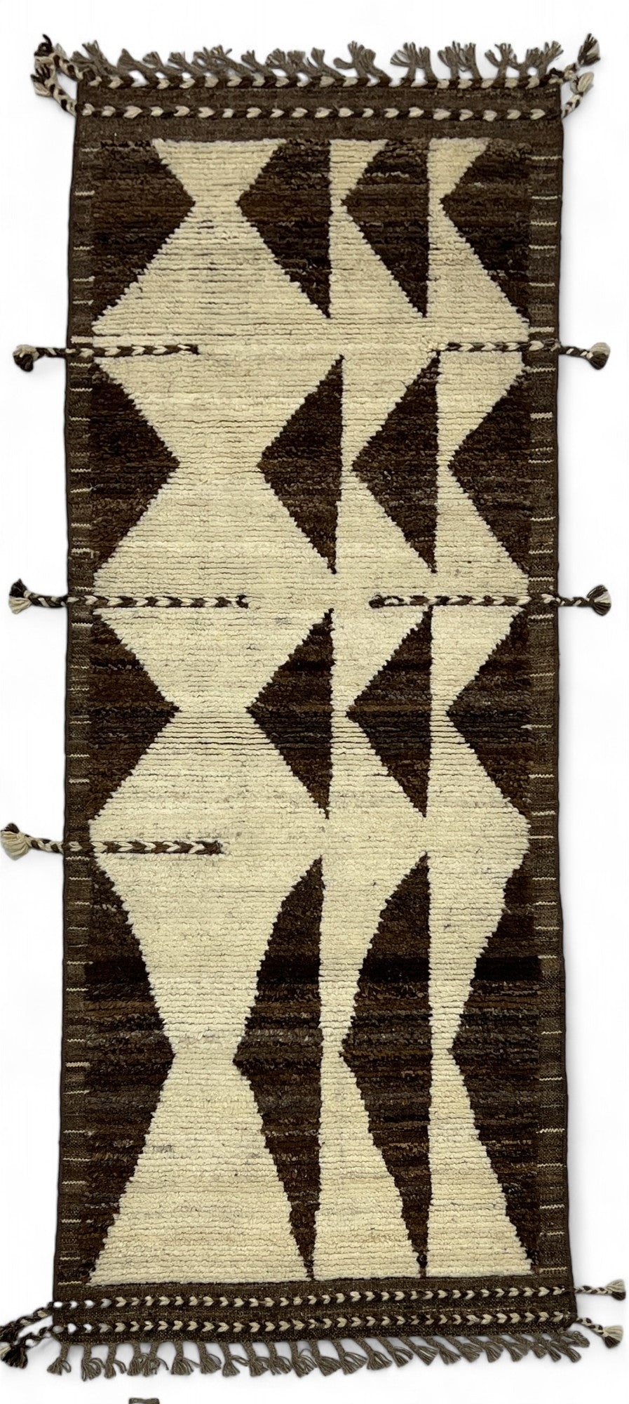 Bohemian hand knotted Afghan rug, HSW wool 277x83 cm | Rug# 26951