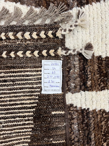 Bohemian hand knotted Afghan rug, HSW wool 277x83 cm | Rug# 26951