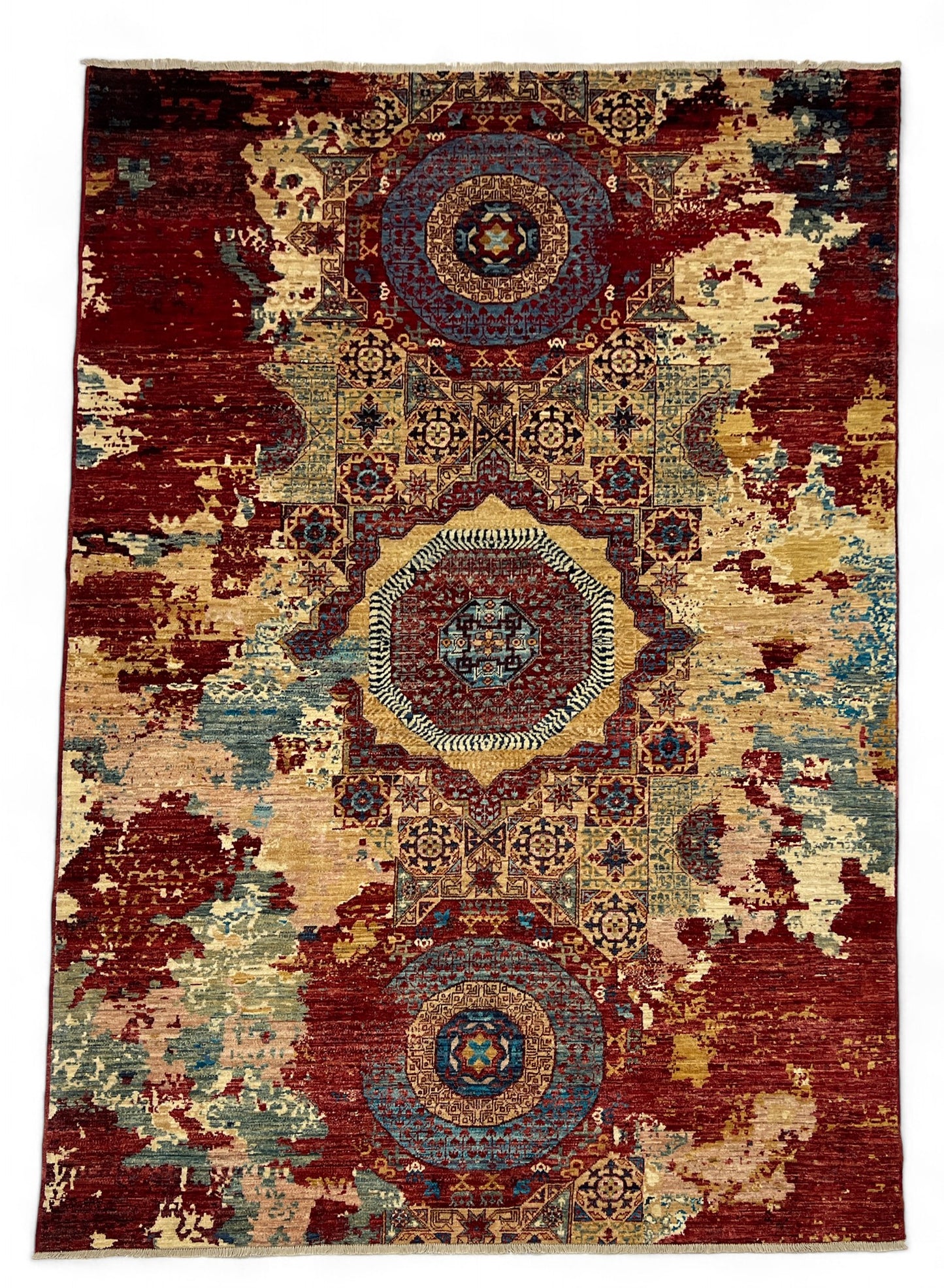 Transitional Mamluk, vegetable dyes, Afghan, 270x186 cm | Rug# 26959