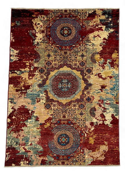 Transitional Mamluk, vegetable dyes, Afghan, 270x186 cm | Rug# 26959