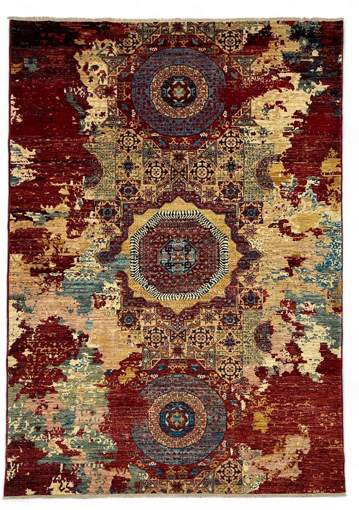 Transitional Mamluk, vegetable dyes, Afghan, 270x186 cm | Rug# 26959