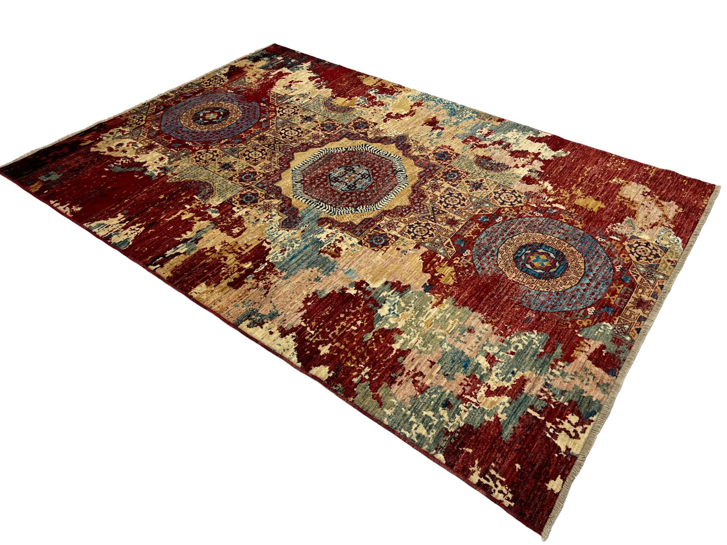 Transitional Mamluk, vegetable dyes, Afghan, 270x186 cm | Rug# 26959