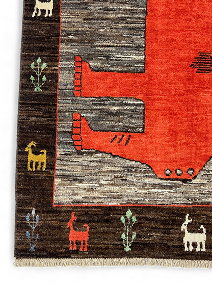 Hand knotted Tribal Gabbeh, Handspun wool pile 180x105 cm| Rug# 26986