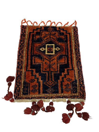 Vintage Balouch spice-bag, nomadic weave wall hanging, 46x38 cm | Rug# 26989