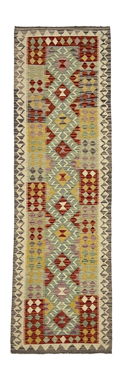 Flat-weave Maimaneh kilim, vegetable dyes,  293x80 cm | Rug# 27010