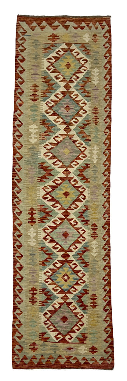 Hand-woven Uzbek Kilim, natural vegetable dyes, all wool  300x68 cm | Rug# 27014