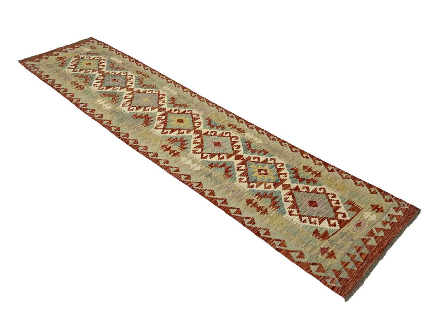 Hand-woven Uzbek Kilim, natural vegetable dyes, all wool  300x68 cm | Rug# 27014