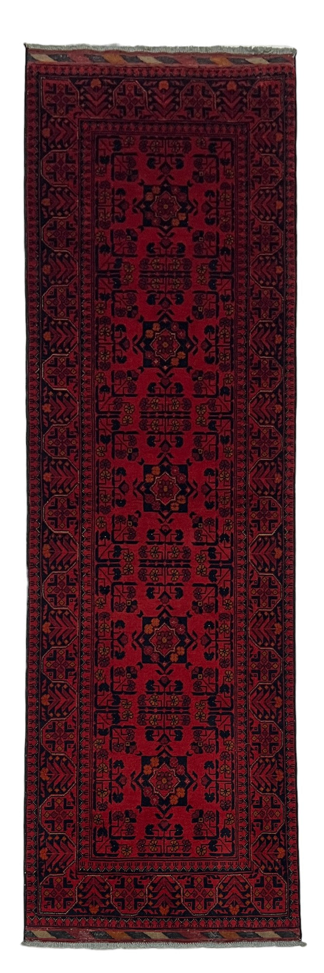 Vintage Afghan Turkmen Dolatabad Runner 288x83 cm | Rug# 27058