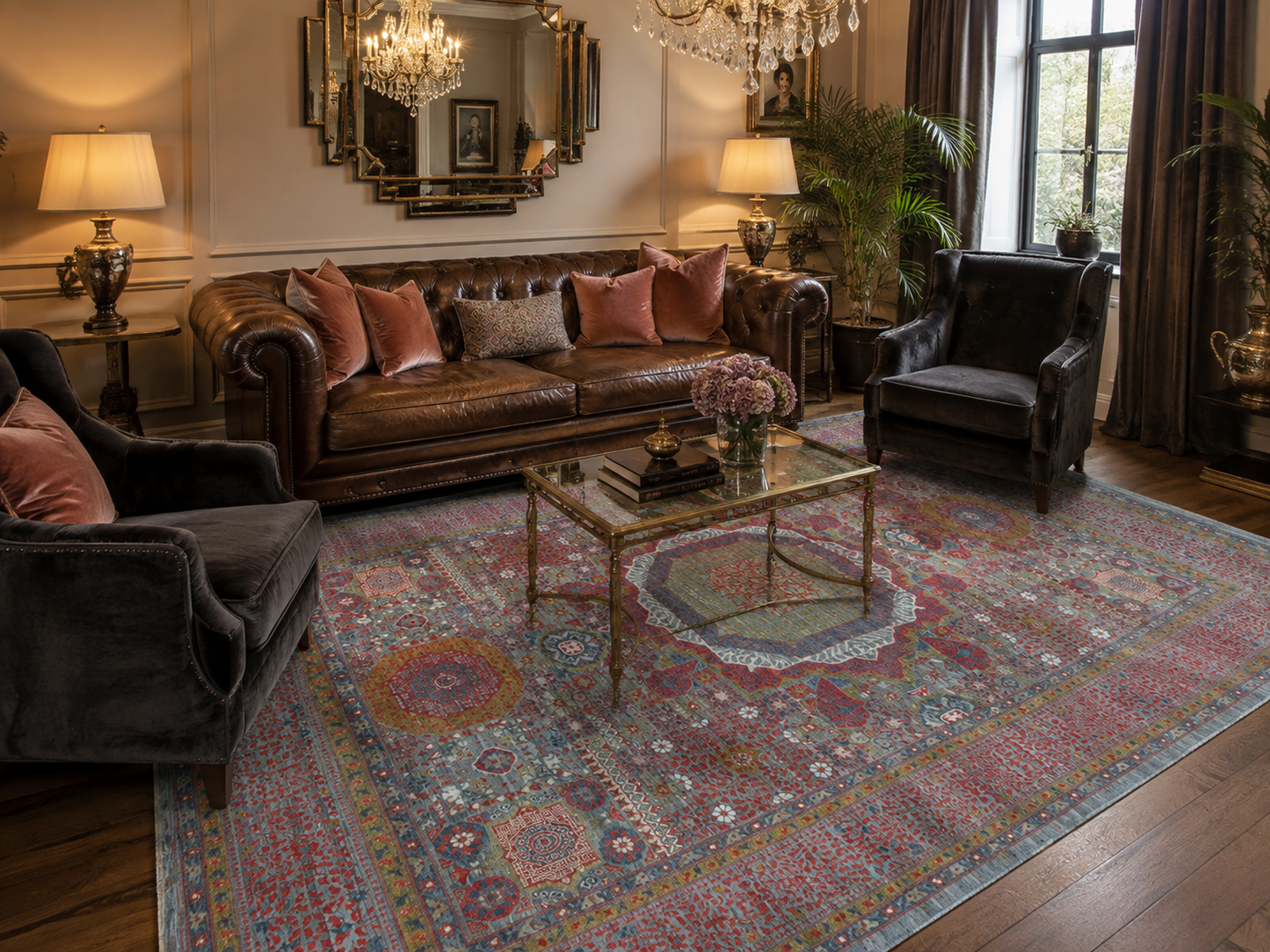 Custom-Made Afghan Mamluk Rug, 302x246 cm | Rug#27082