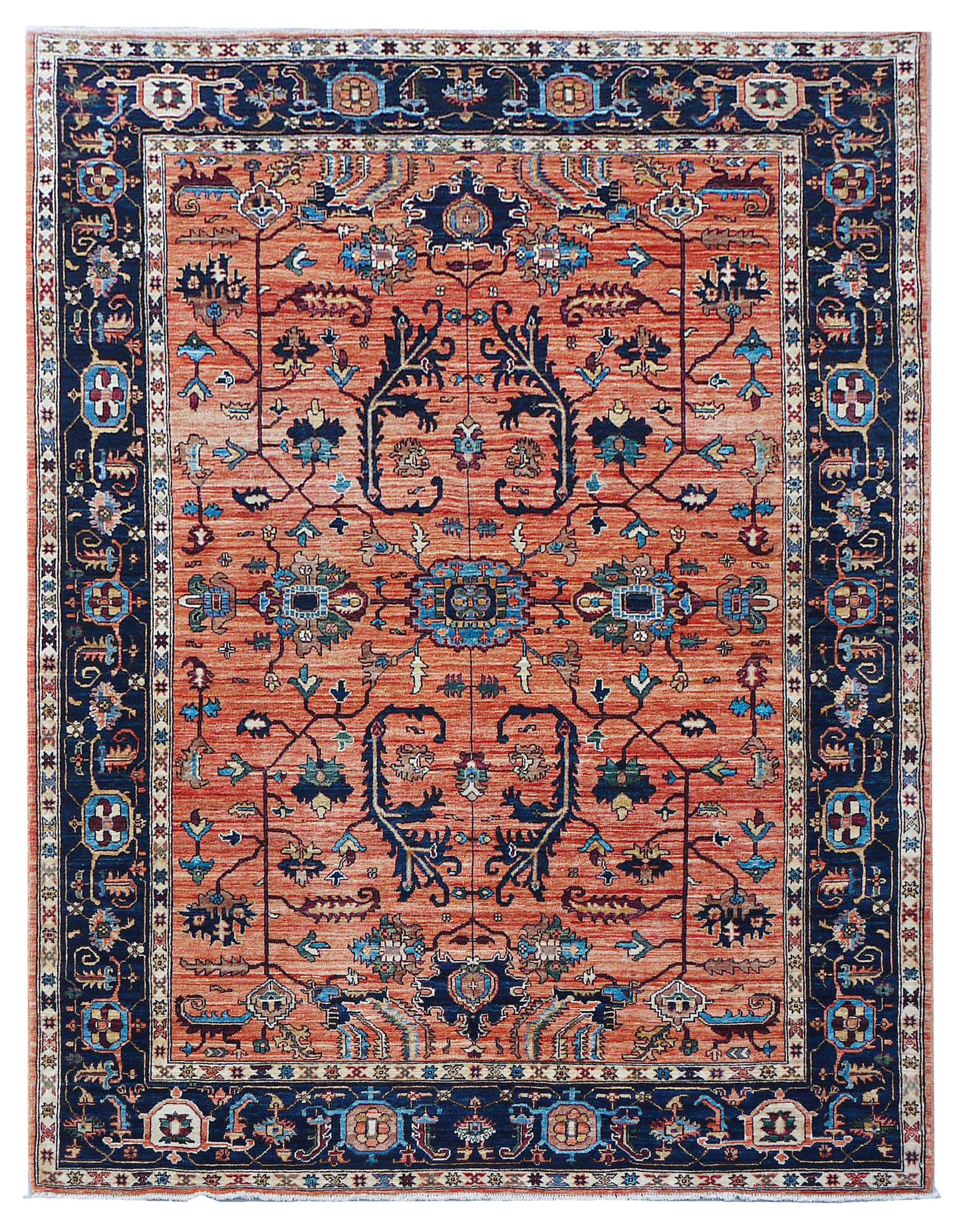 Turkaman-weave Afghan in 19th century Heriz Serapi design 239x172cm | Rug# 27089