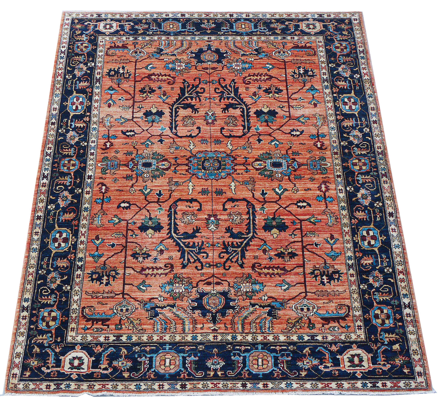 Turkaman-weave Afghan in 19th century Heriz Serapi design 239x172cm | Rug# 27089