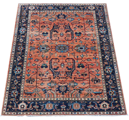 Turkaman-weave Afghan in 19th century Heriz Serapi design 239x172cm | Rug# 27089