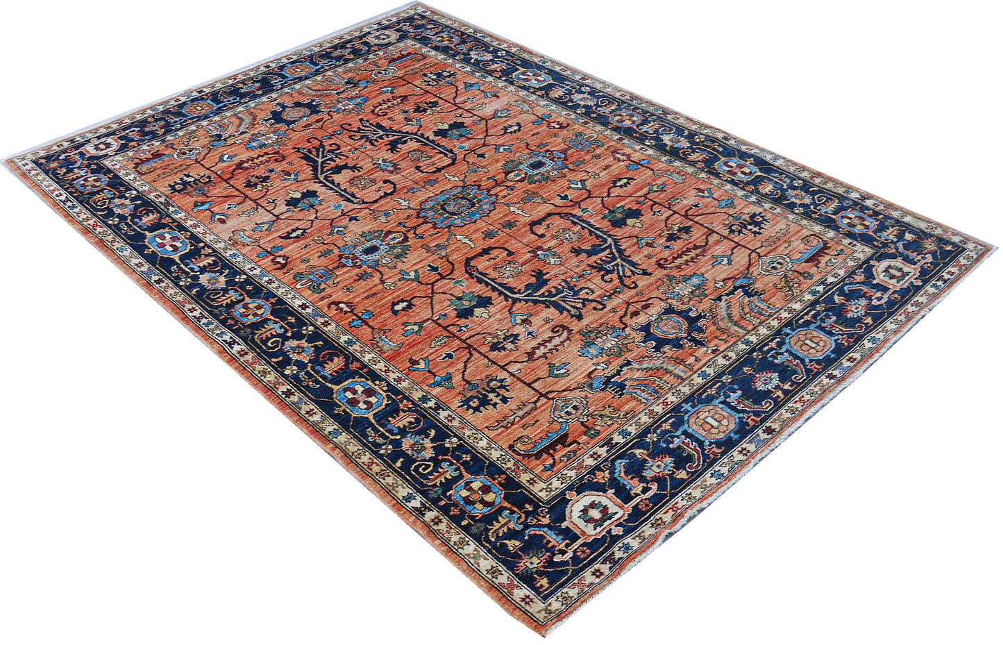 Turkaman-weave Afghan in 19th century Heriz Serapi design 239x172cm | Rug# 27089