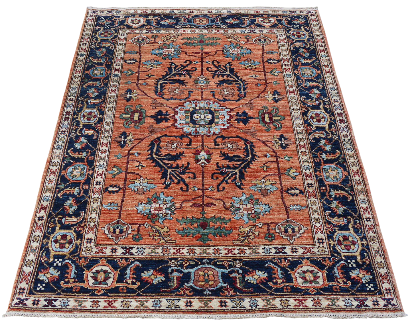 Custom Made Afghan Turkaman-Weave Rug – Heriz Serapi Design  175x120cm | Rug# 27091