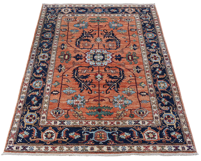 Custom Made Afghan Turkaman-Weave Rug – Heriz Serapi Design  175x120cm | Rug# 27091