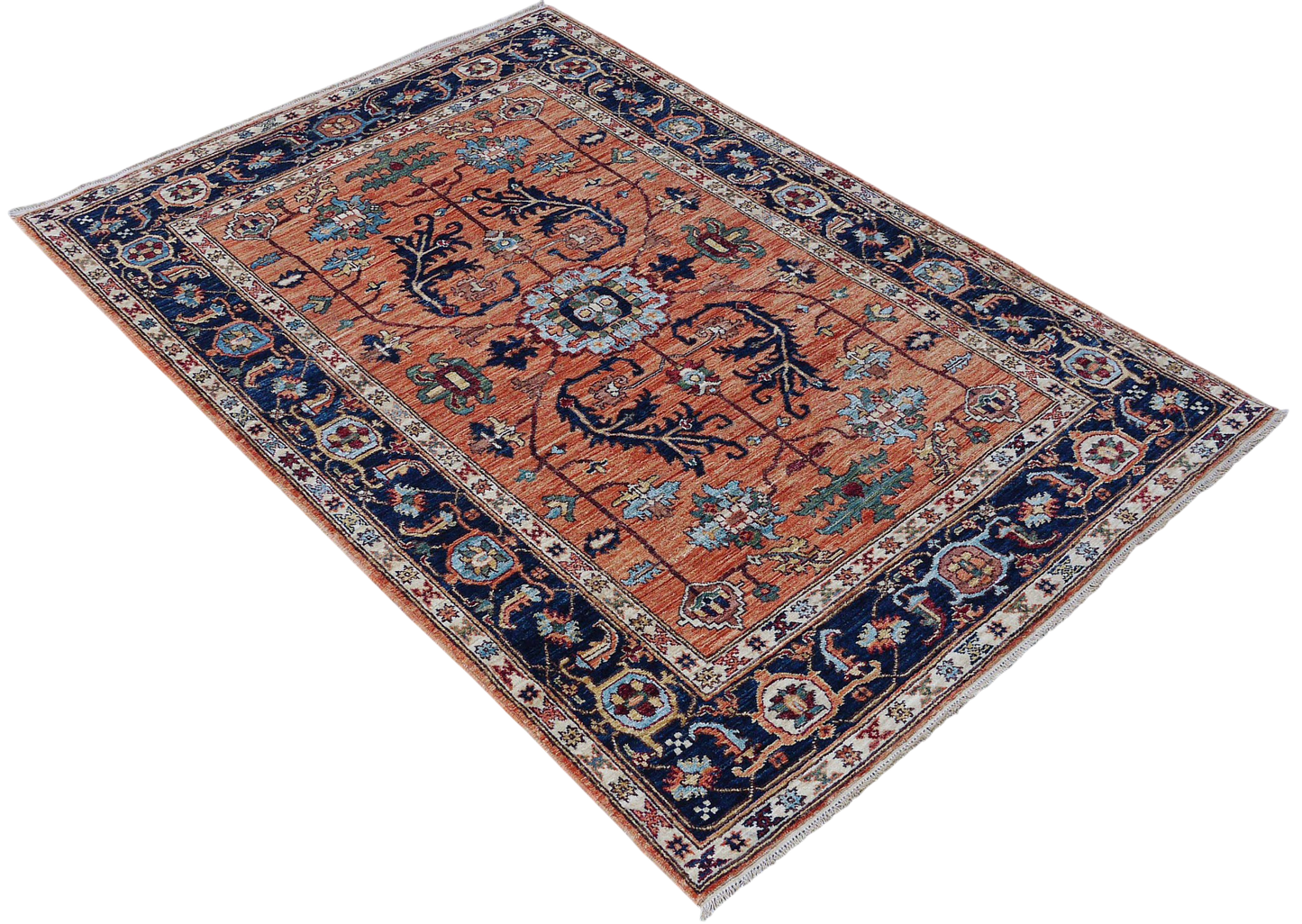 Custom Made Afghan Turkaman-Weave Rug – Heriz Serapi Design  175x120cm | Rug# 27091