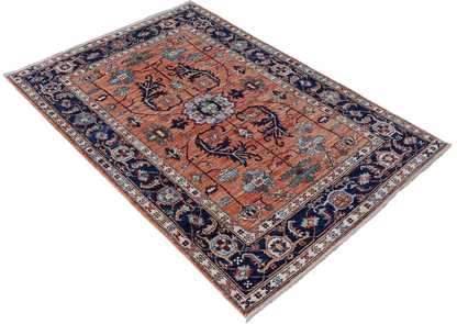 Custom Made Afghan Turkaman-Weave Rug – Heriz Serapi Design  175x120cm | Rug# 27091