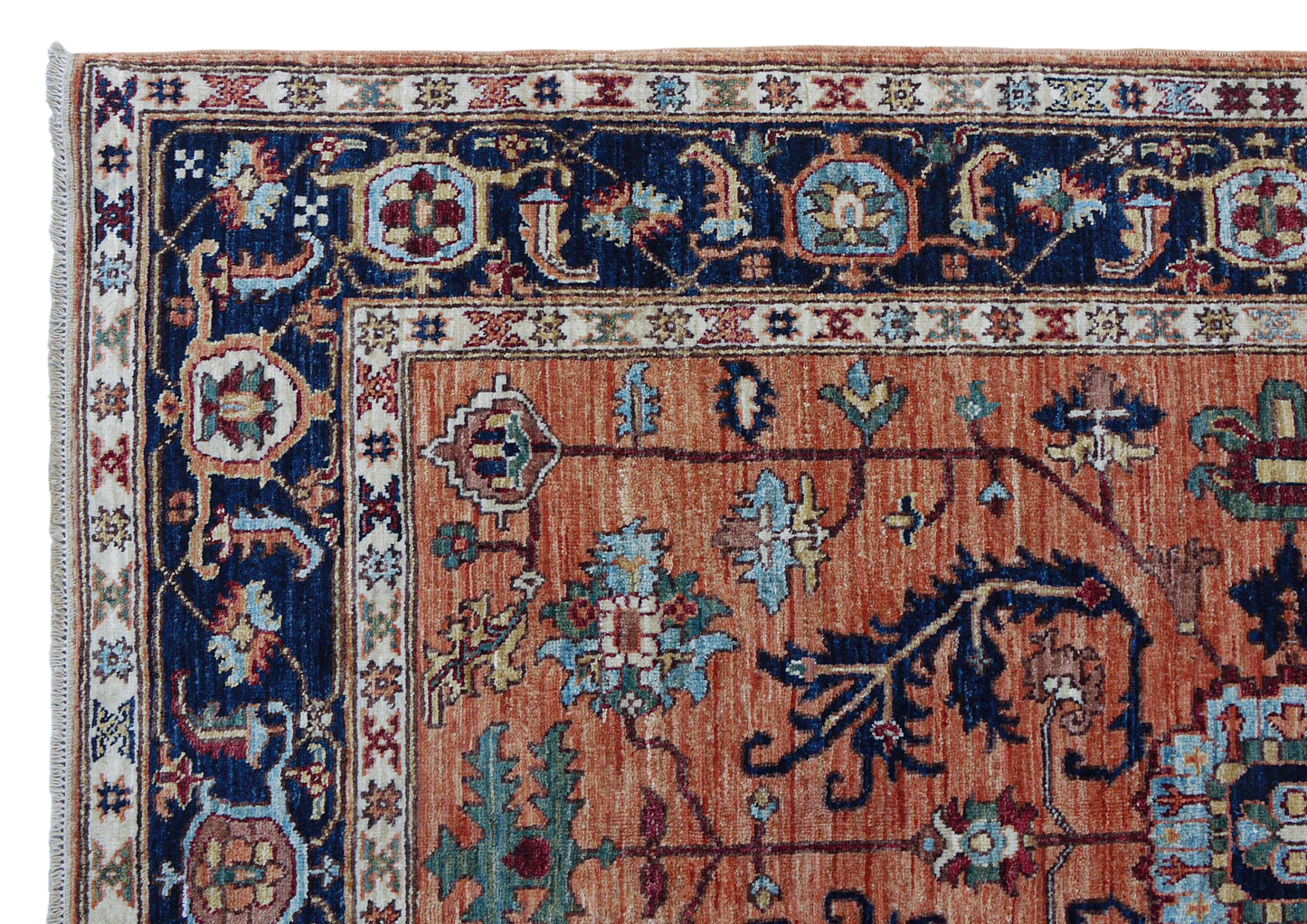 Custom Made Afghan Turkaman-Weave Rug – Heriz Serapi Design  175x120cm | Rug# 27091