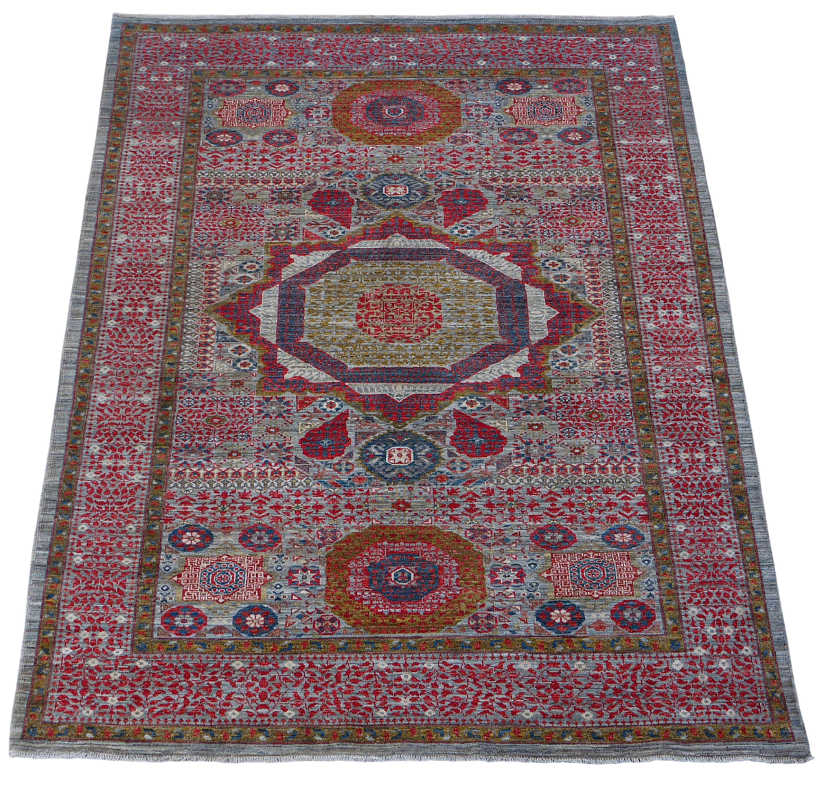 Custom-Made Afghan Mamluk Design Rug 252x180 cm | Rug# 27093