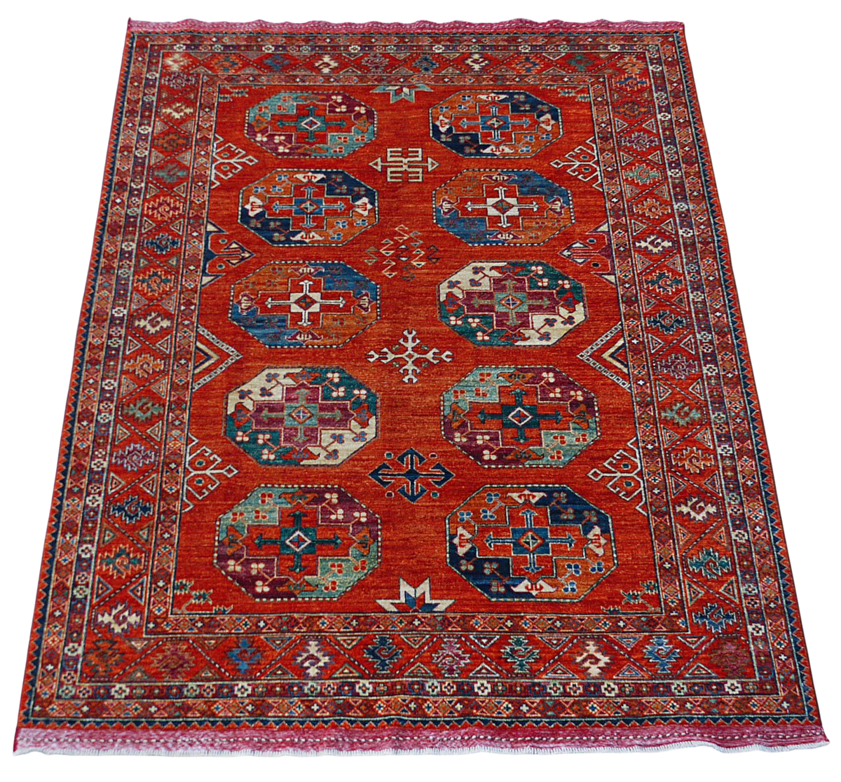 Custom-Made Ersari-Turkaman Gul Rug 266x184 cm | Rug# 27094