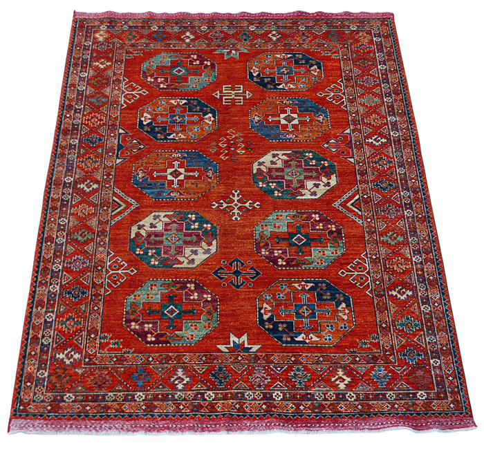 Custom-Made Ersari-Turkaman Gul Rug 266x184 cm | Rug# 27094
