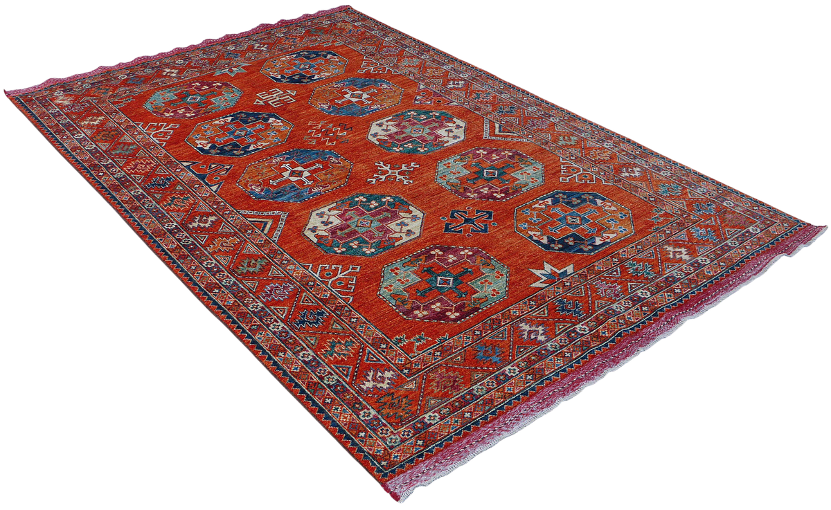 Custom-Made Ersari-Turkaman Gul Rug 266x184 cm | Rug# 27094