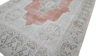 Vintage and Distressed Persian Tabriz rug 425x302cm | Rug# 27139
