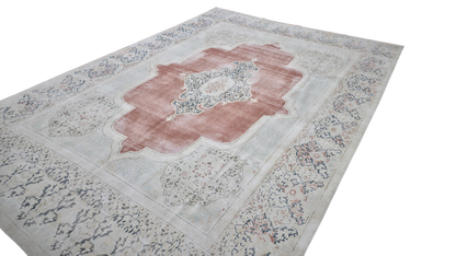 Vintage and Distressed Persian Tabriz rug 425x302cm | Rug# 27139
