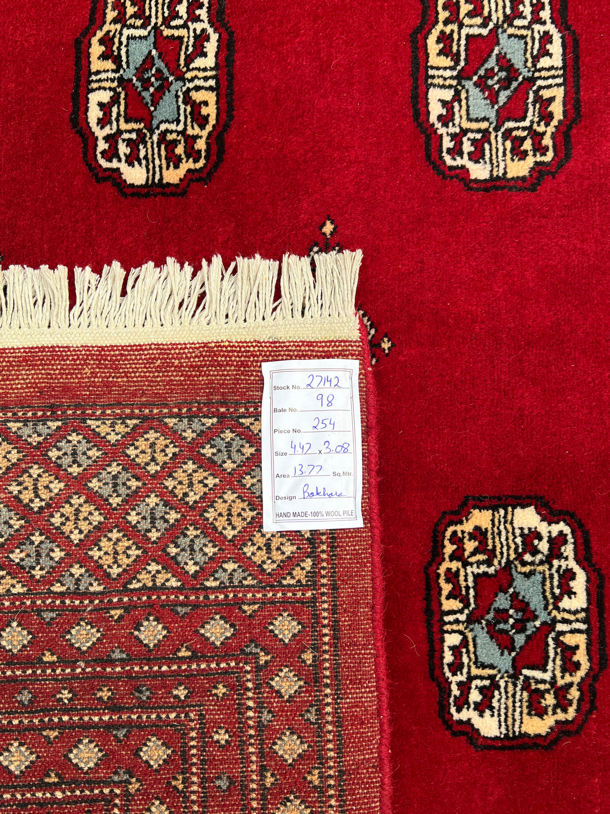 Hand-Knotted Pakistani Bokhara Rug ,447x308 cm | Rug# 27142