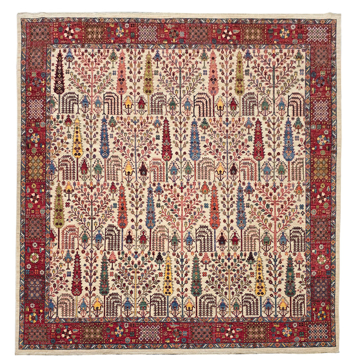 Hand knotted Afghan, Safavid Bagh design inspired,  274×280 cm | Rug# 27168