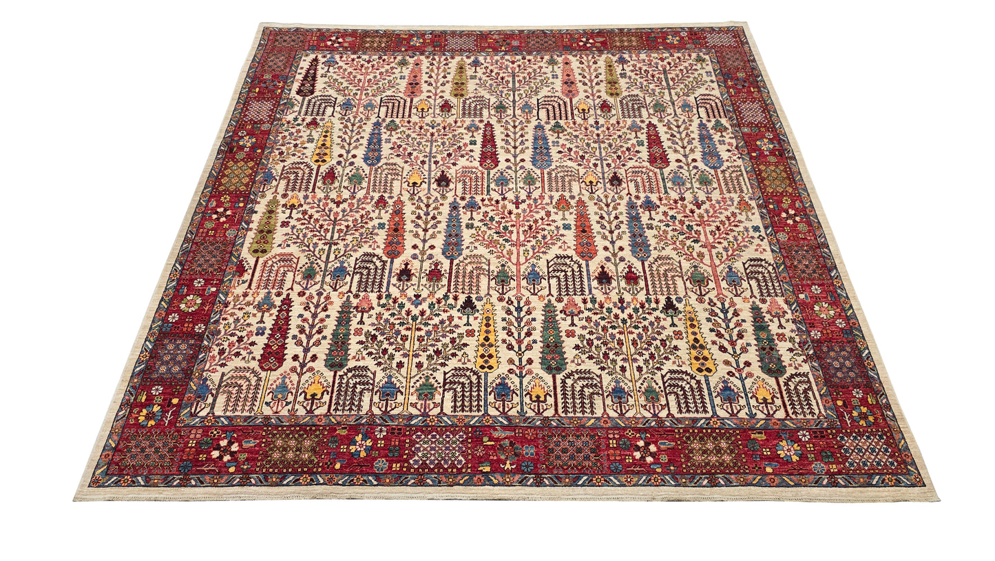 Afghan Turkaman weave, 16th century Safavid-Garden 274x280 cm| Rug# 27168