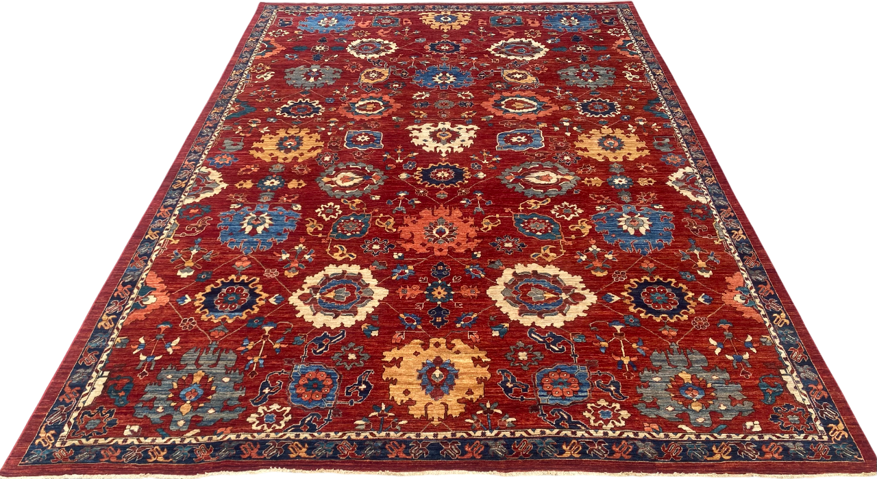 Turkmen weave Afghan, 16th century Safavid guls 437x303cm | Rug# 27189