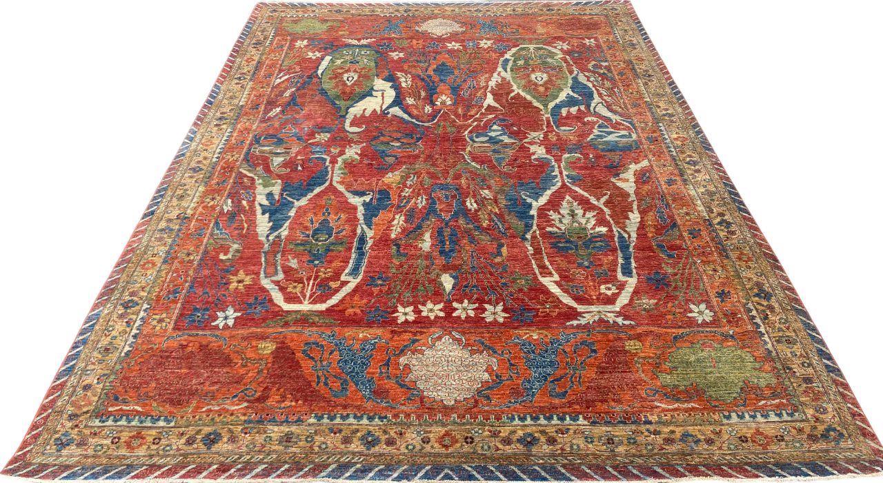 Turkmen weave Afghan, 16th century Garous Bijar inspired 423x297cm | Rug# 27190