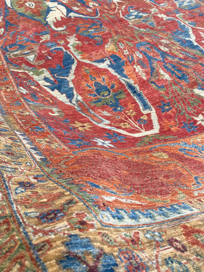 Turkmen weave Afghan, 16th century Garous Bijar inspired 423x297cm | Rug# 27190