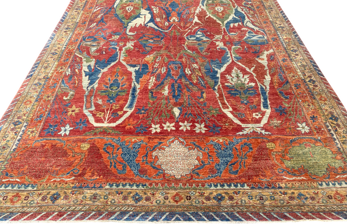 Turkmen weave Afghan, 16th century Garous Bijar inspired 423x297cm | Rug# 27190