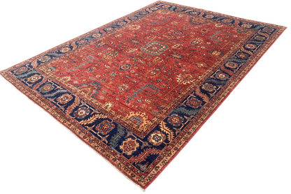 Turkmen weave Afghan, 19th century Serapi-Heriz inspired 361x270 cm | Rug# 27195