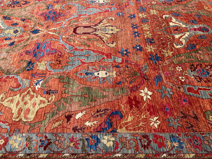 Turkmen weave Afghan, 16th century Garous Bijar inspired 353x272cm | Rug# 27196