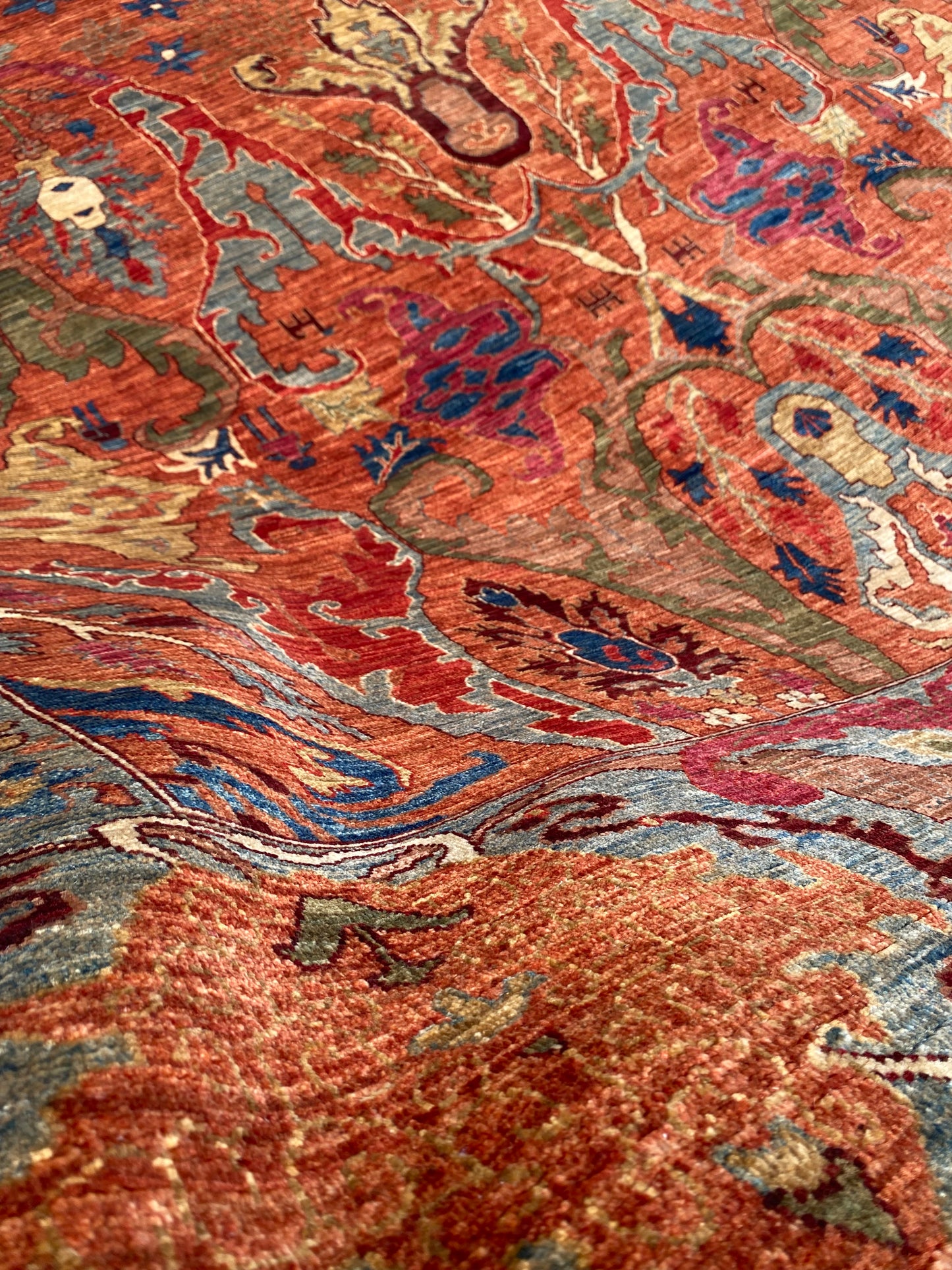 Turkmen weave Afghan, 16th century Garous Bijar inspired 353x272cm | Rug# 27196