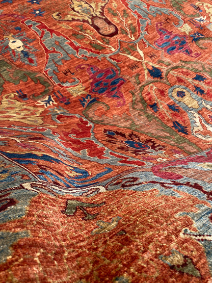 Turkmen weave Afghan, 16th century Garous Bijar inspired 353x272cm | Rug# 27196