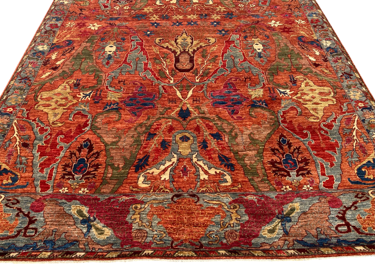 Turkmen weave Afghan, 16th century Garous Bijar inspired 353x272cm | Rug# 27196